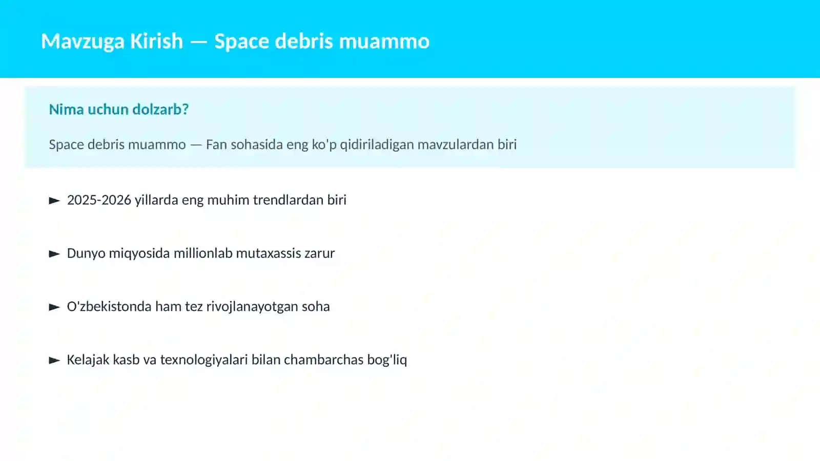 Space debris muammo 2