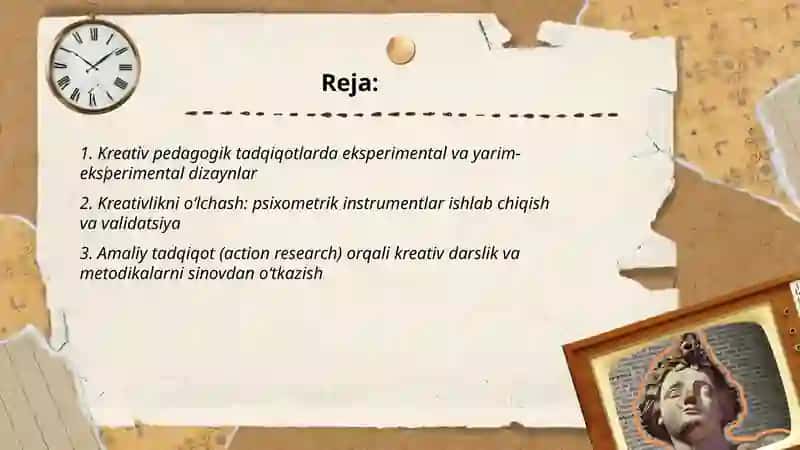 Kreativ pedagogika fanining ilmiy-tadqiqot metodlari 2