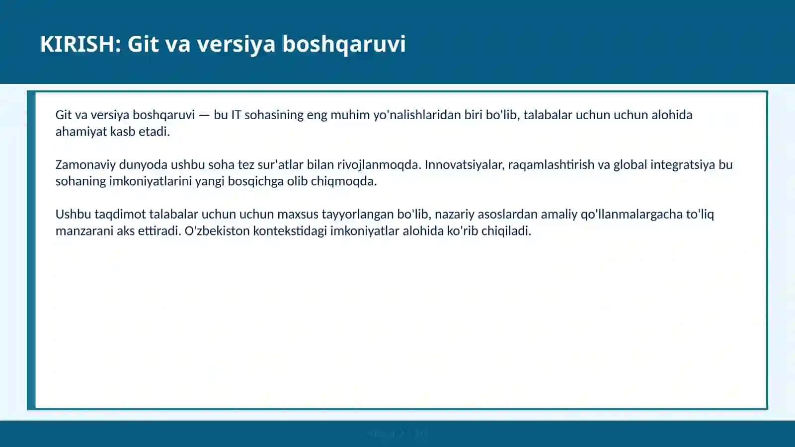 Git va versiya boshqaruv 2