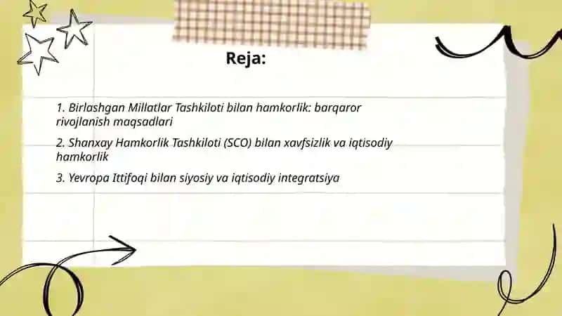 O'zbekistonning xalqaro tashkilotlar bilan hamkorlik aloqalari 2