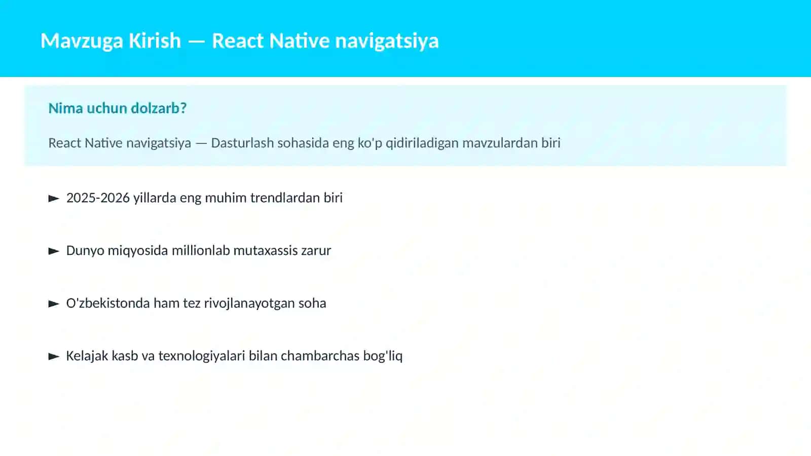 React Native navigatsiya 2