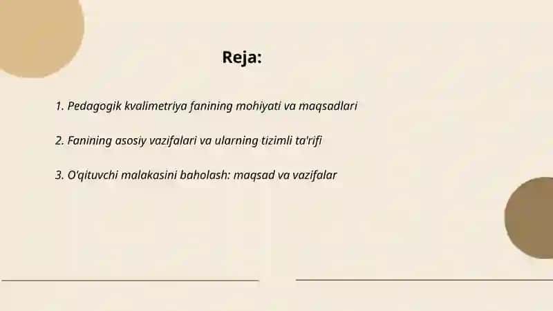 Pedagogik kvalimetriya fanining maqsadi va vazifalari 2