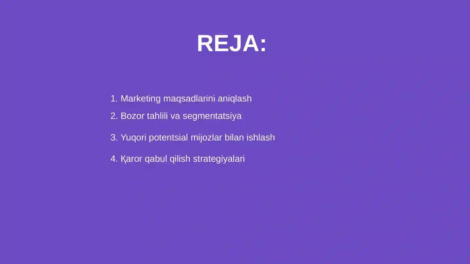 Marketing faoliyatini rejalashtirish 2