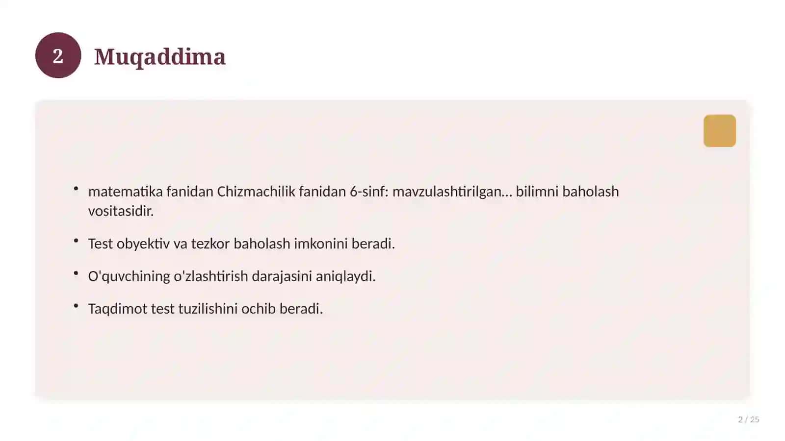 Chizmachilik fanidan 6-sinf: mavzulashtirilgan nazorat ishi va tahlil 2