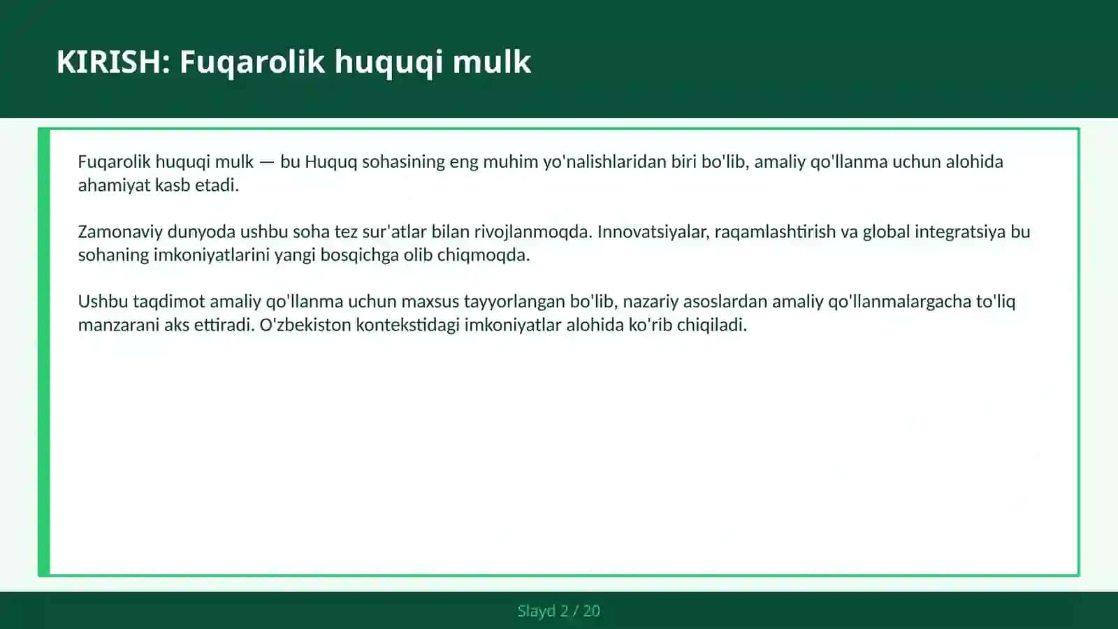 Fuqarolik huquqi mulk 2