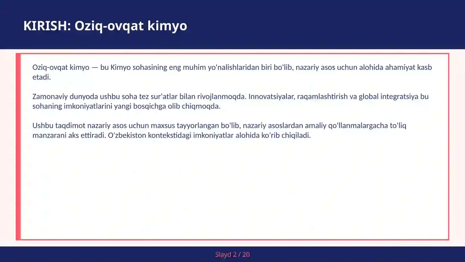 OZIQ-OVQAT KIMYO 2