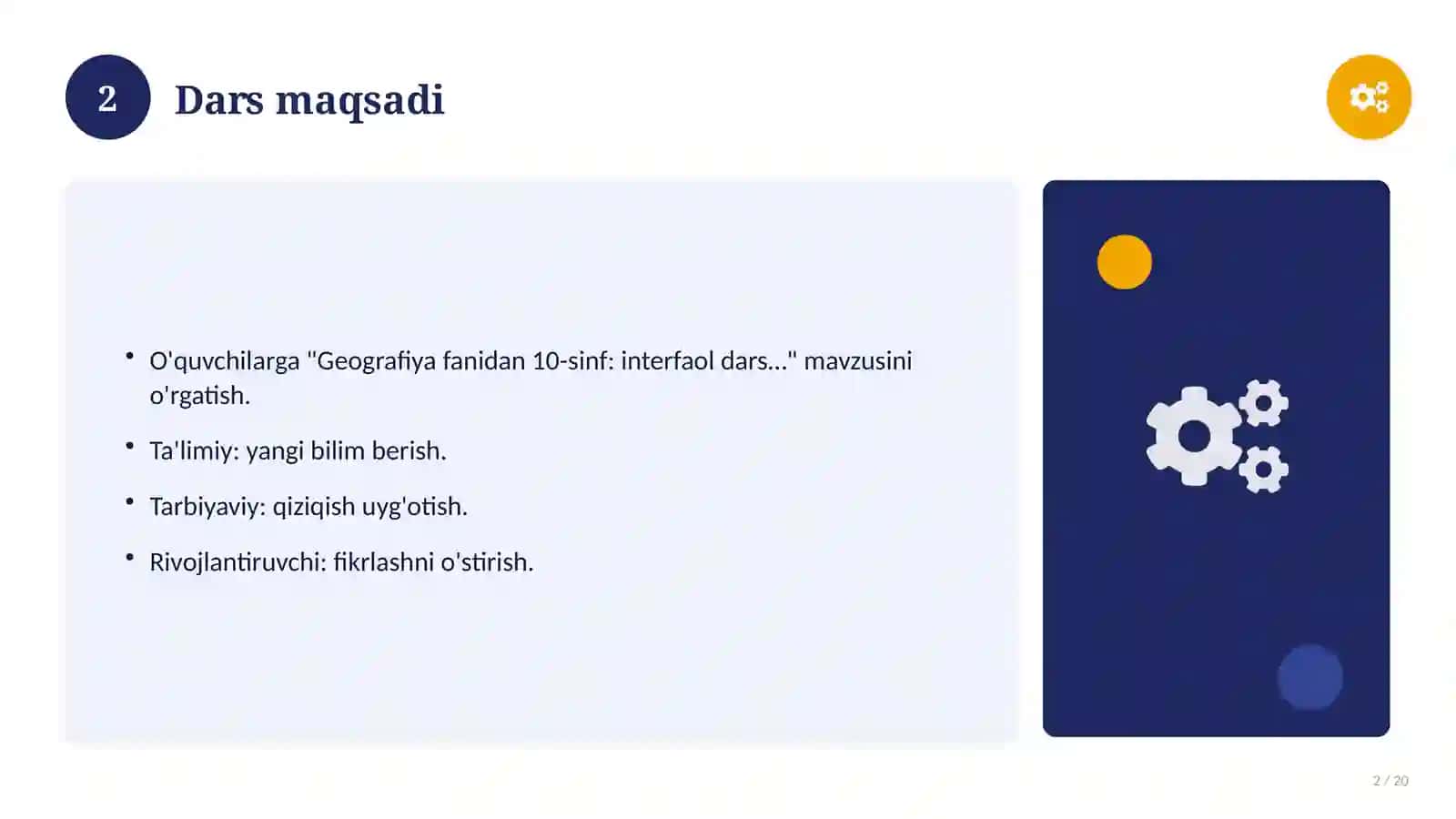 Geografiya fanidan 10-sinf: interfaol dars ishlanmasi 2
