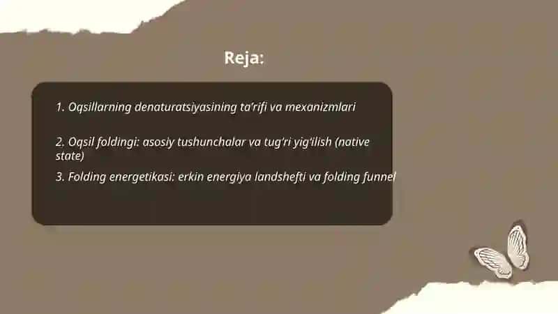 Oqsillarning denaturatsiyasiva folding. Folding jarayonida shaperonlarning roli 2