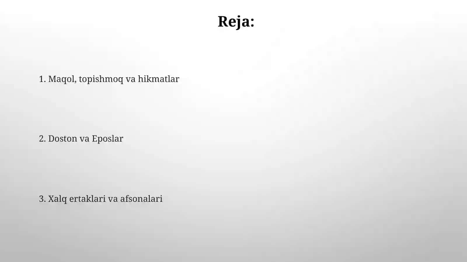 O'zbek Xalq og‘zaki ijodi janirlari 2