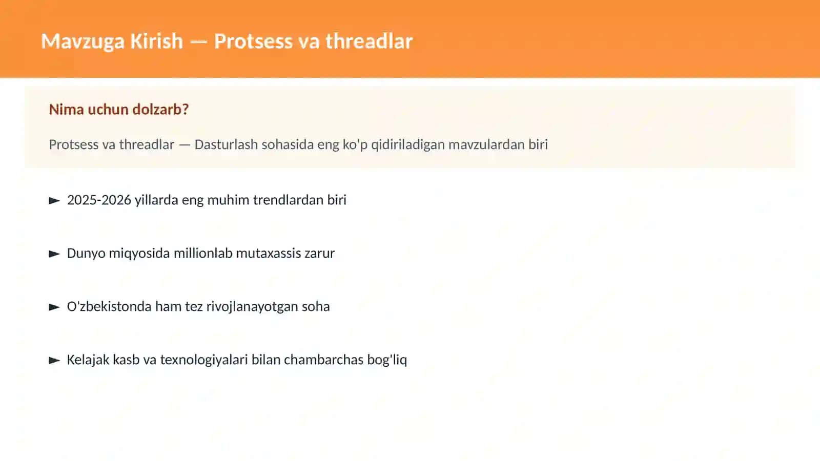 Protsess va threadlar 2