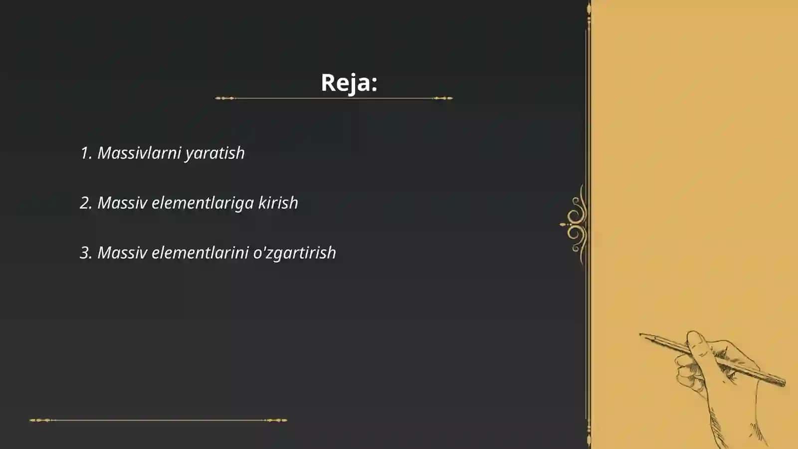 Python dasturlash tilida massivlar bilan ishlash 2