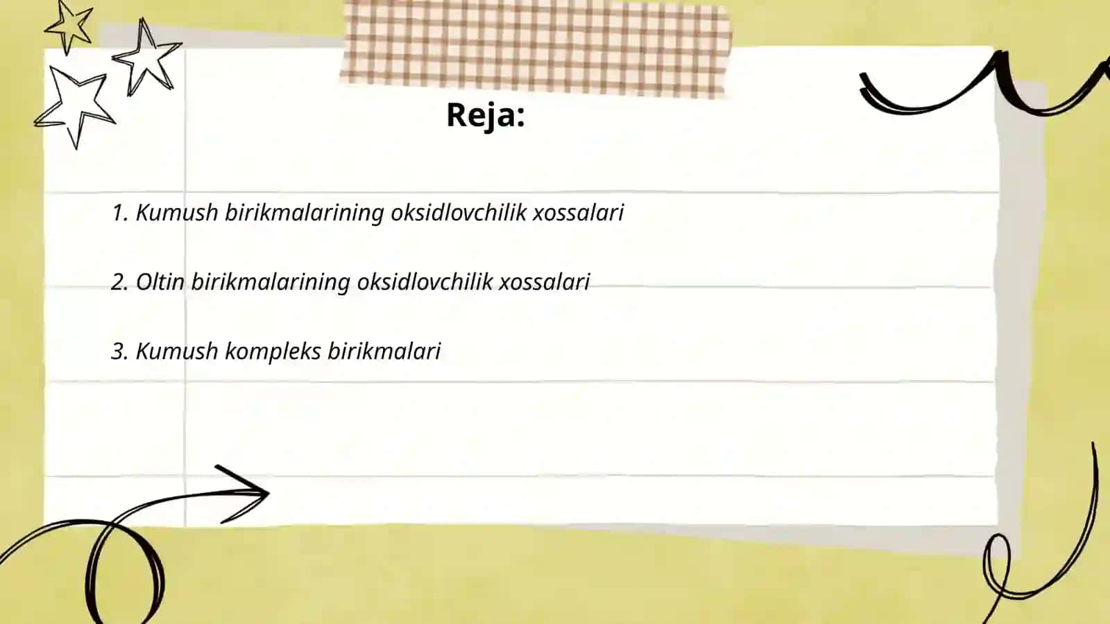 Kumush va oltinning kompleks birikmalari va oksidlovchilik xossalari 2