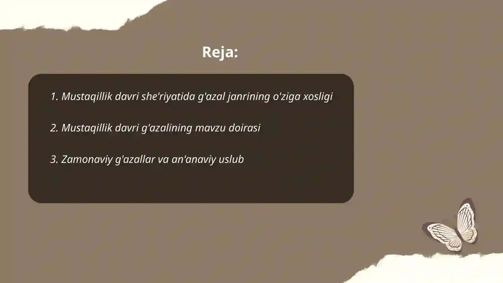 Mustaqillik davri she'riyatida g'azal janri tipologiyasi 2