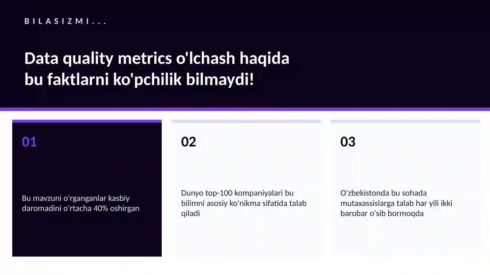 Data quality metrics o'lchash 2