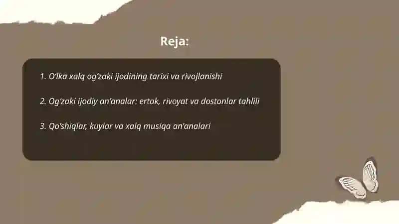 Oʻlka xalq ogʻzaki ijodi va badiiy adabiyotini oʻrganish 2
