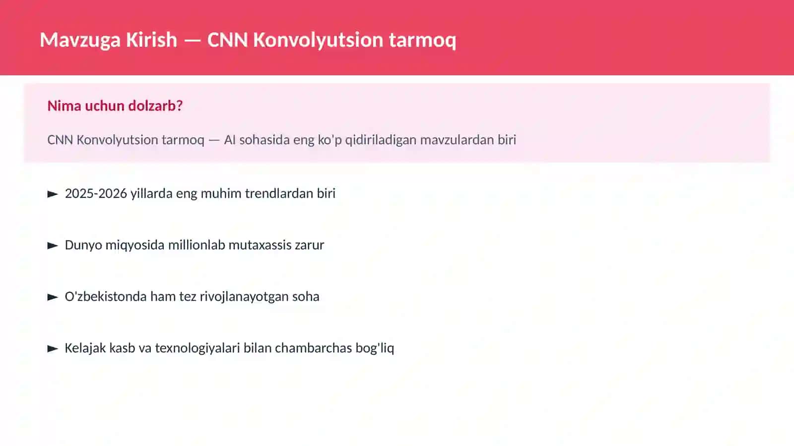 AI | DEEP LEARNING VA NEYRON TARMOQLAR 2