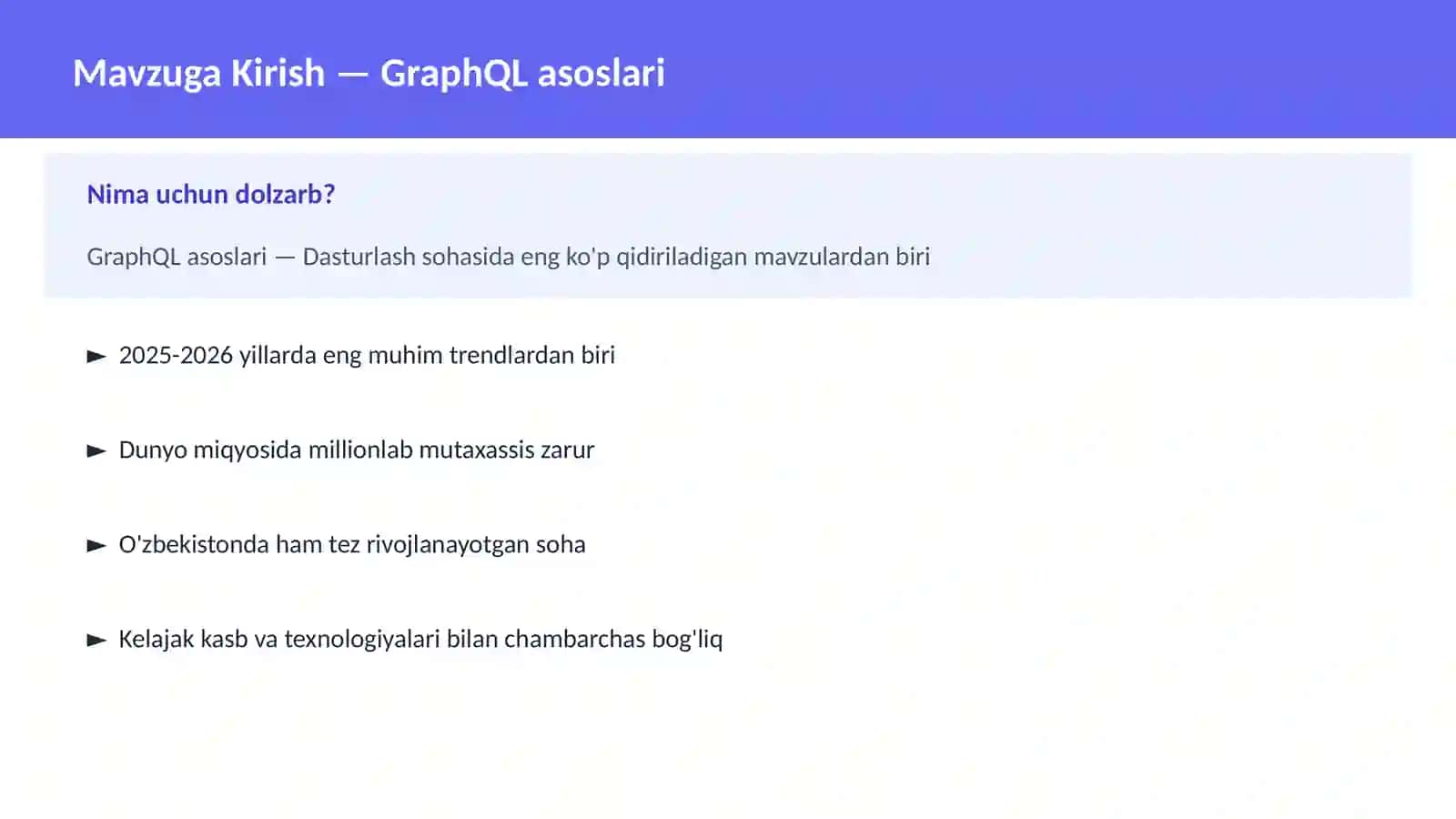 GraphQL asoslari 2