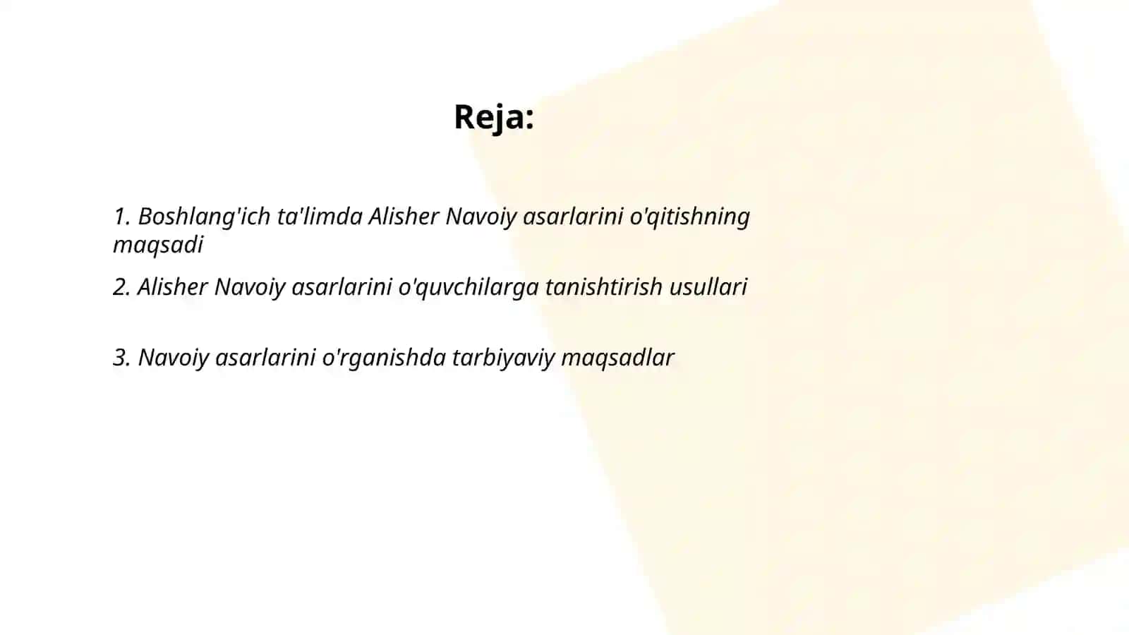 Boshlangʻich taʼlimda Alisher Navoiy asarlarini oʻqitish usullari fanining maqsad va vazifalari 2
