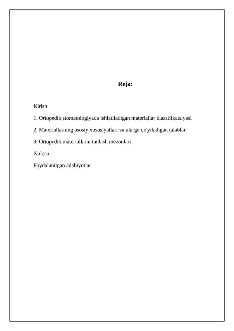 Oropedik stomatologiyada ishlatiladigan materiallar klassifikatsiyasi 2
