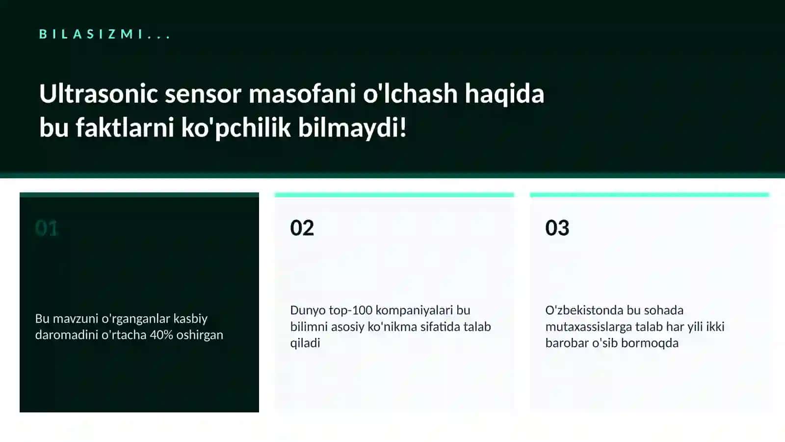 Ultrasonic sensor masofani o'lchash 2