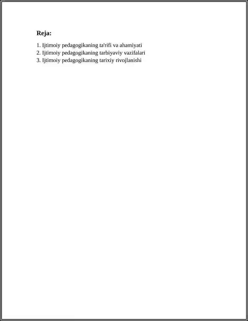 IJTIMOIY PEDAGOGIKANING JAMIYATDA TUTGAN O'RNI 2