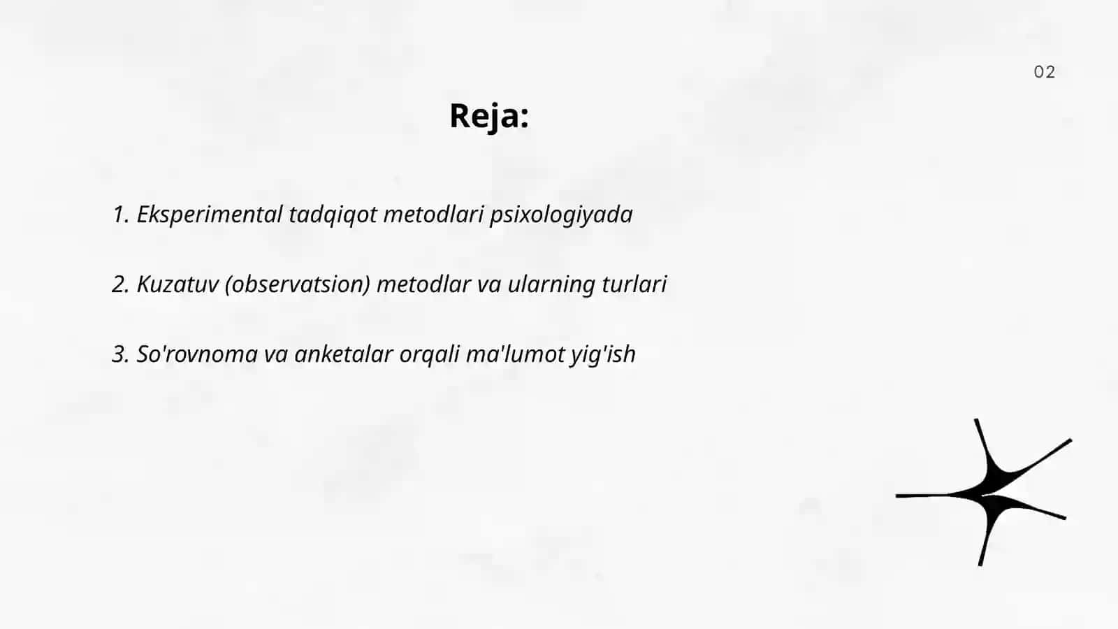 Psixologiya fanining ilmiy tadqiqot metodlari 2