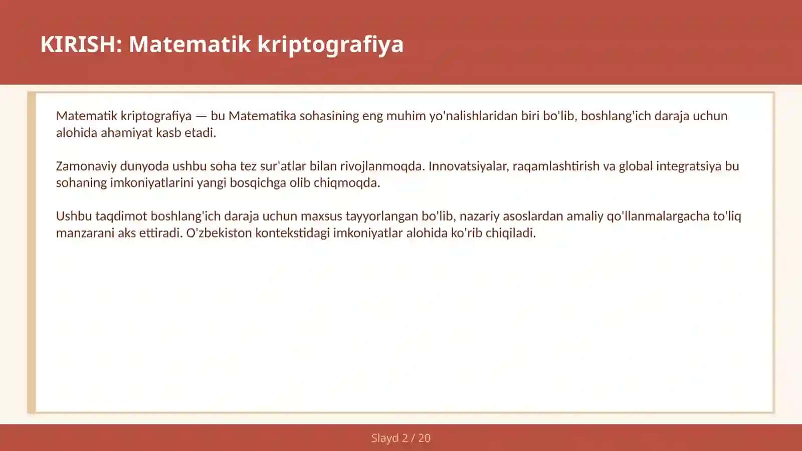 Matematik kriptografiya 2