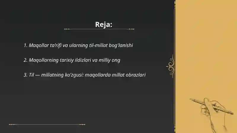 O'zbek xalq maqollari. Til - millatning ko'zgusi 2