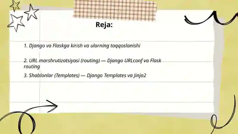 Python orqali veb dasturlash(Django yoki Flask frameworklari) 2