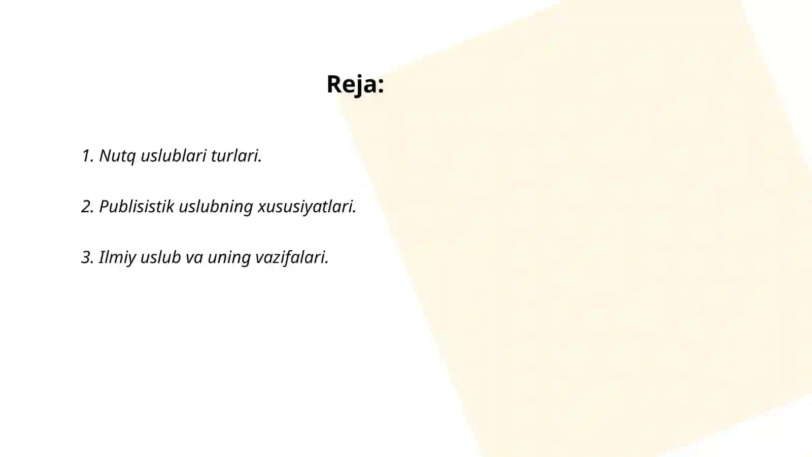 Nutq uslublari (publisistik ilmiy uslub va rasmiy idoraviy uslublar) Annotatsiya 2