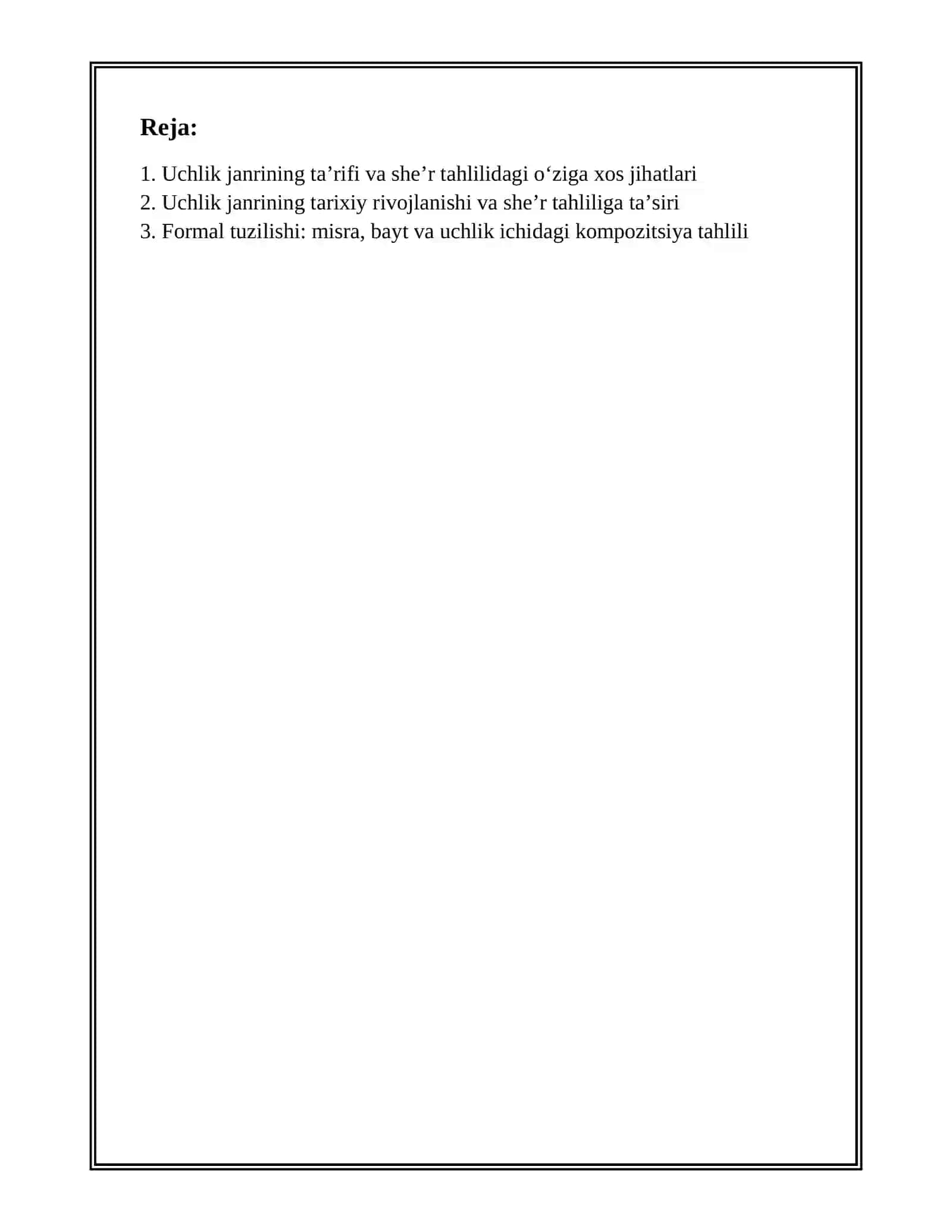 UCHLIK JANRI HAQIDA SHEʼR TAHLILI 2