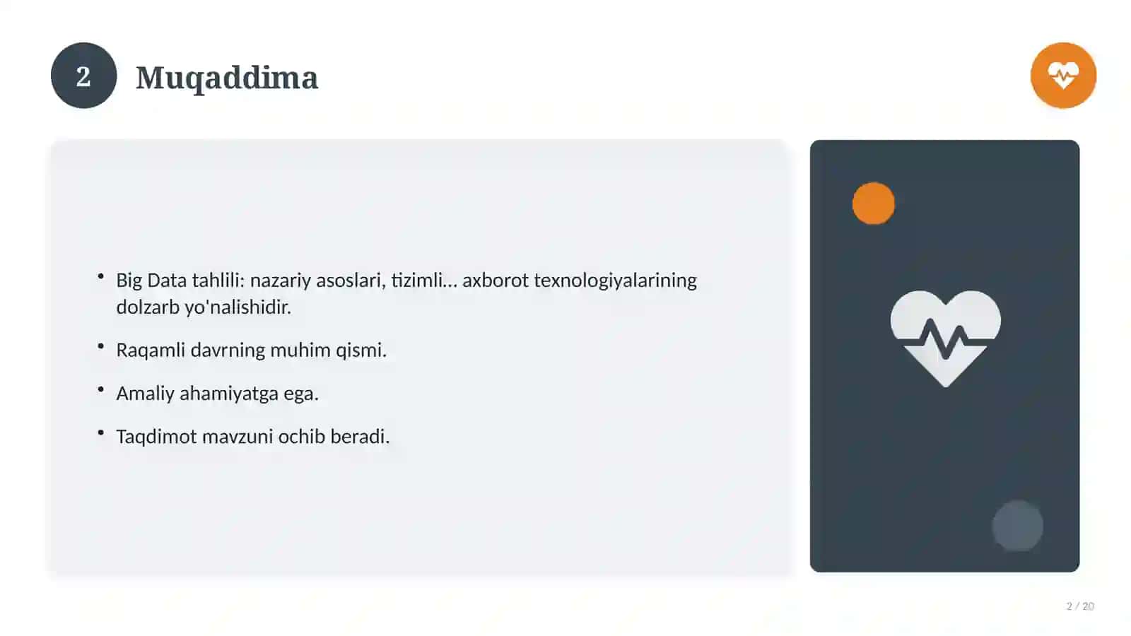 Big Data tahlili: nazariy asoslari, tizimli yondashuvda (Amaliyot hisoboti) 2