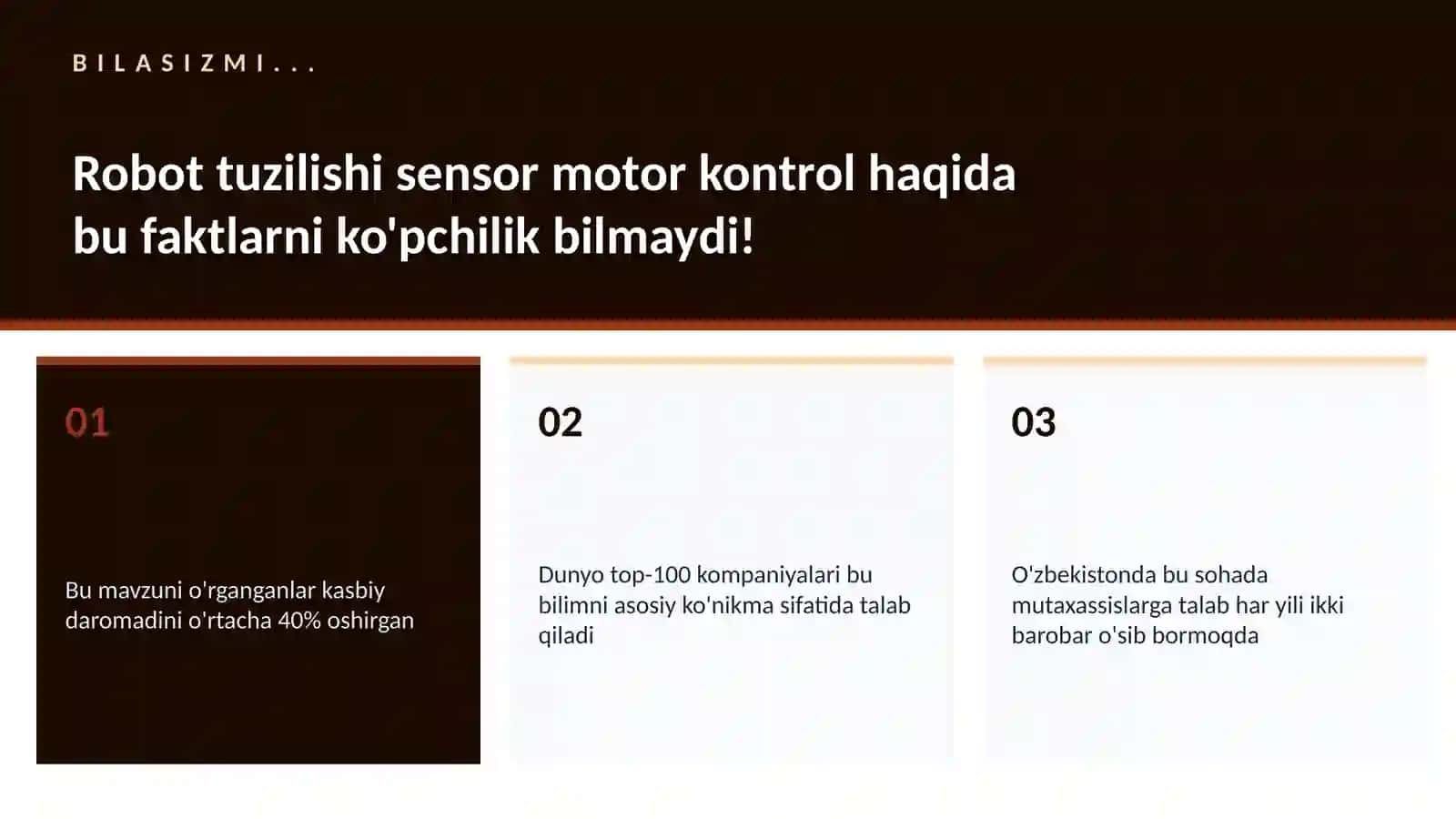 Robot tuzilishi sensor motor kontrol 2