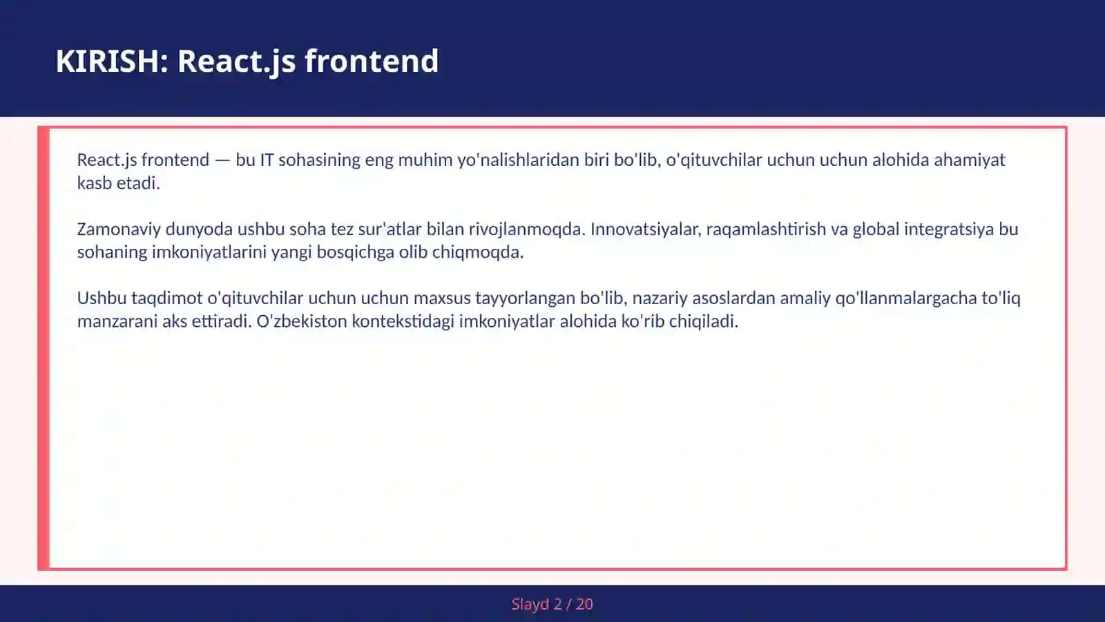 REACT.JS FRONTEND 2