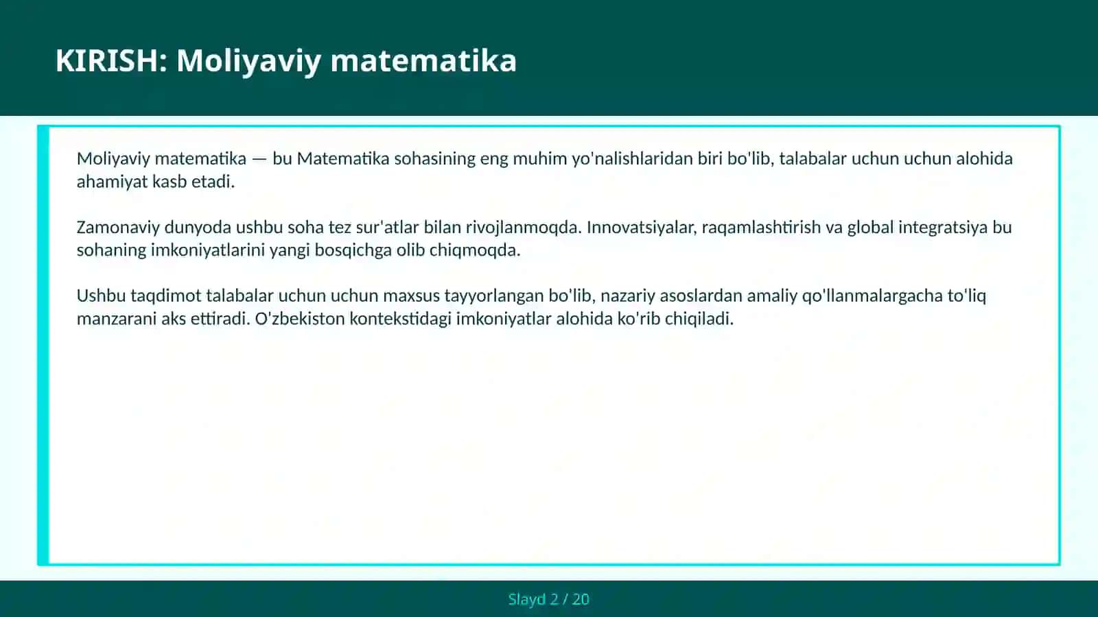 Moliyaviy Matematika 2