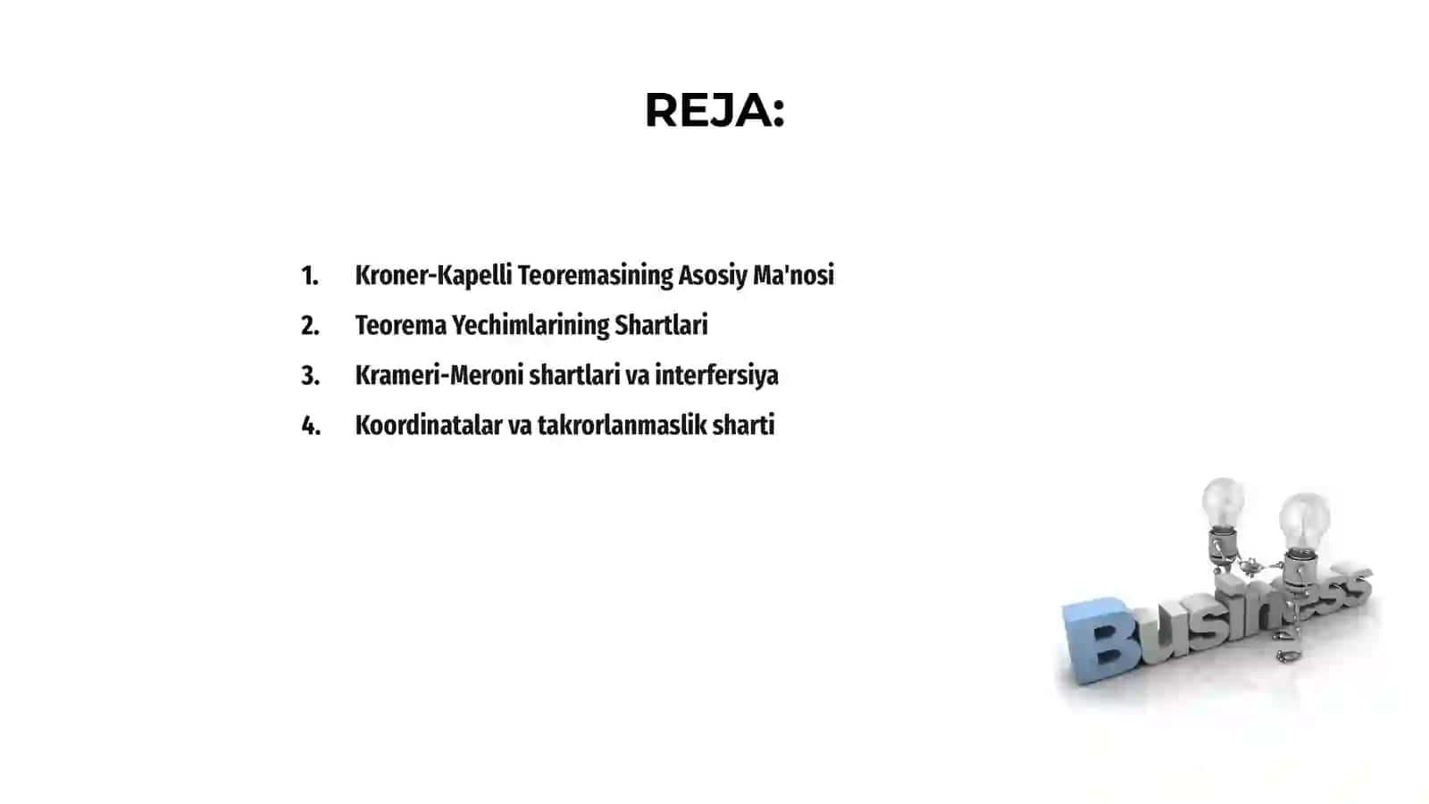 Kroner-Kapelli Teoremasi va uning isboti 2