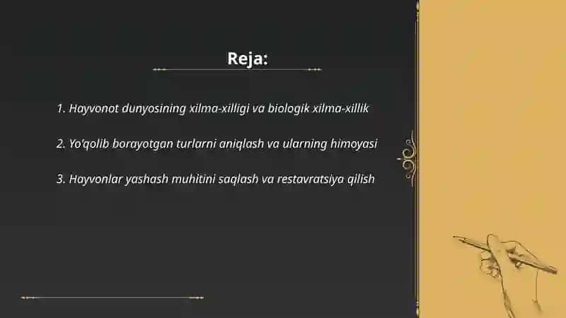 Hayvonot dunyosi va ularni muhofaza qilish 2