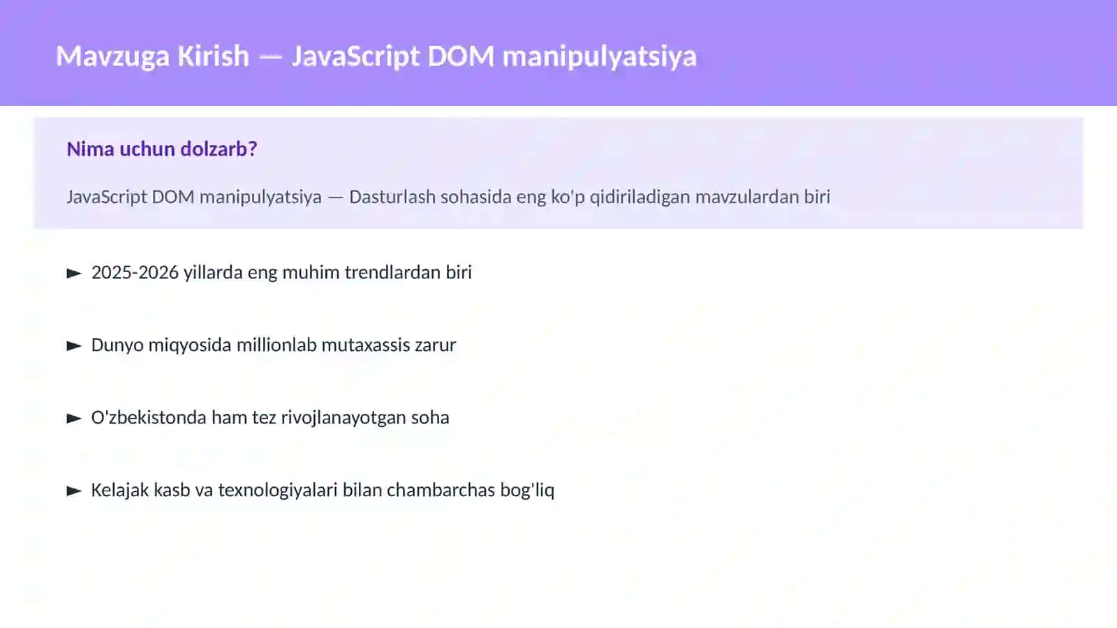 JavaScript DOM manipulyatsiya 2
