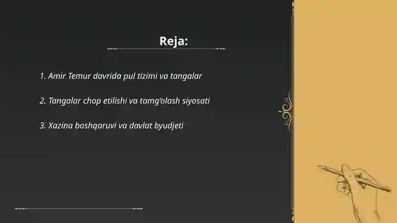 Amir Temur davrida pul tizimi va tangalar 2