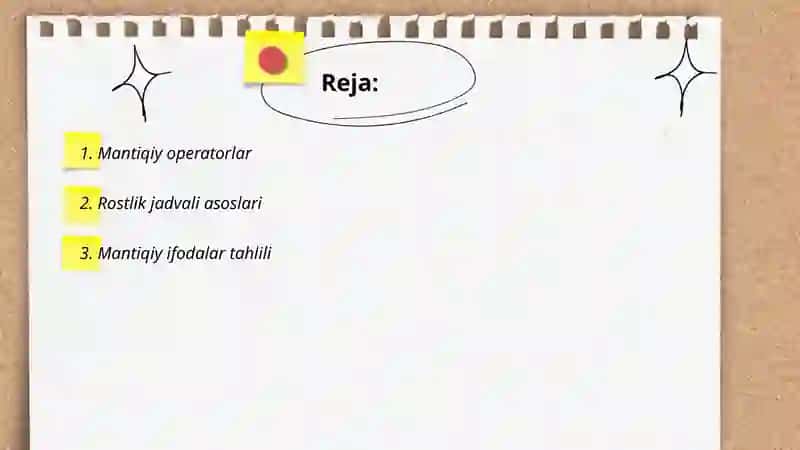Mantiqiy operatorlar 2