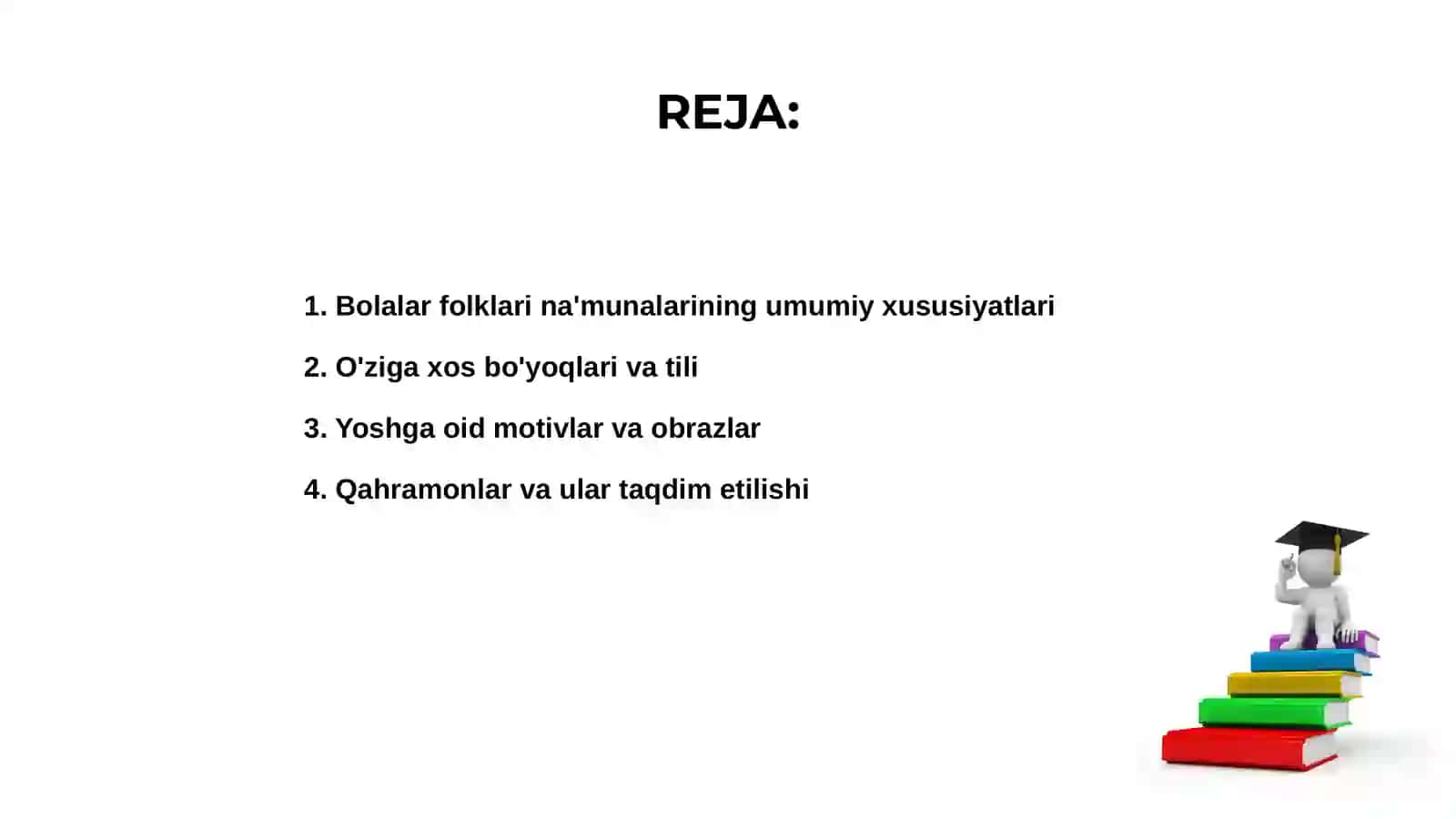 Bolalar folklari na'munalarining o'ziga xos belgilarini aniqlash 2