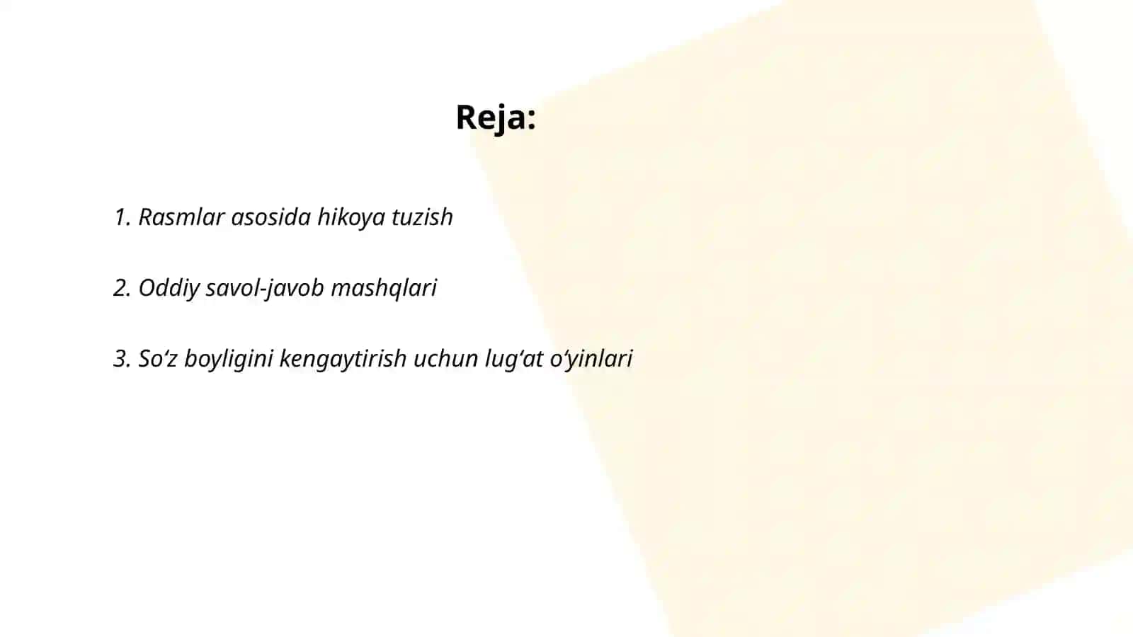 Boshlangʻich sinf oʻquvchilarini nutqini oʻstirishga oid mashq turlarini ishlab chiqish 2