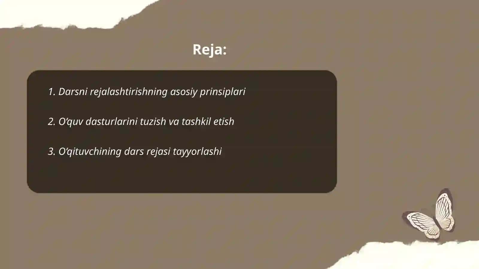 Darsni rejalashtirish va o‘qituvchining unga tayyorgarligi. O’qitish materialini bayon qilish shakllari 2