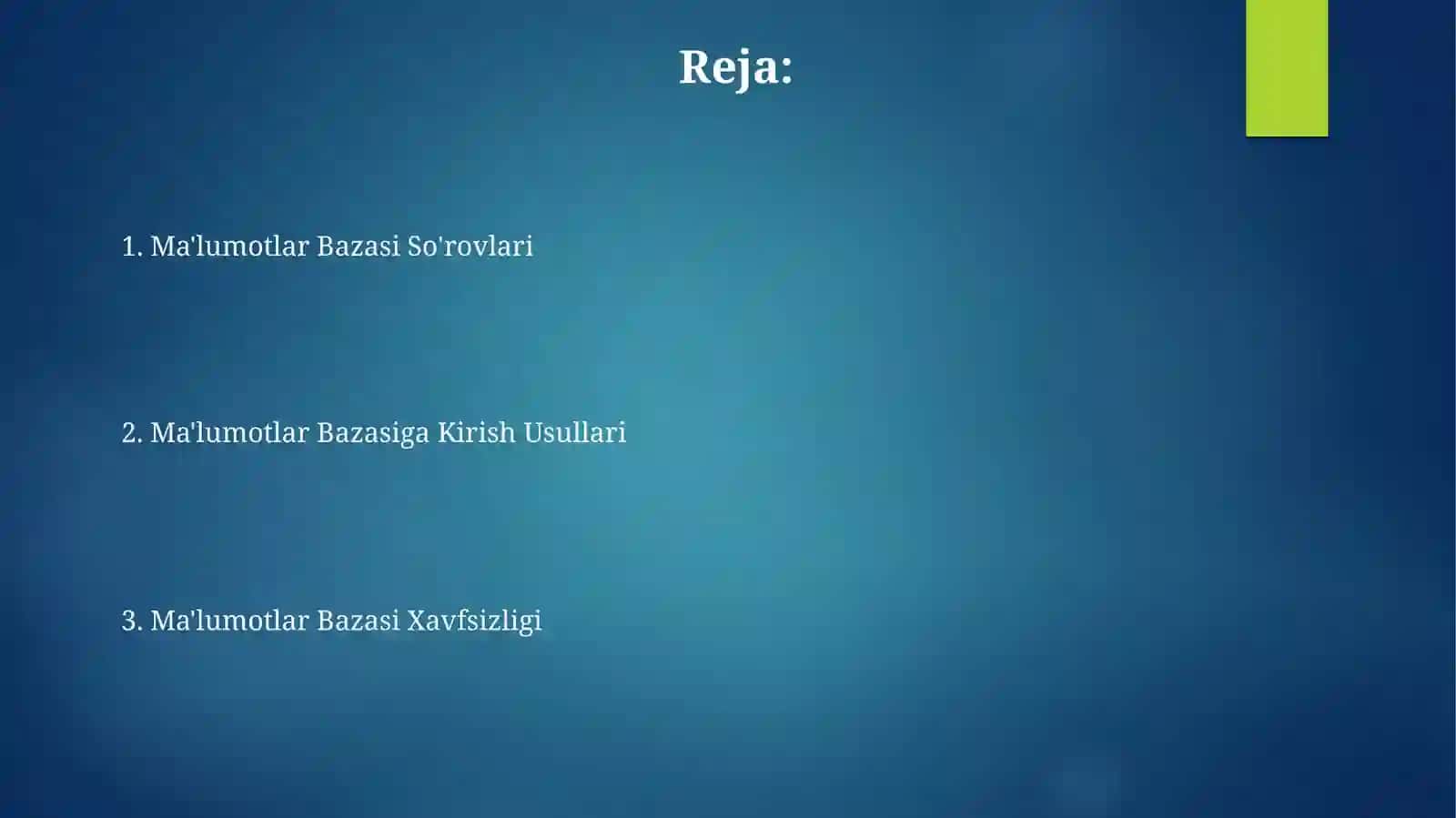 Ma'lumotlar bazasiga kirish 2