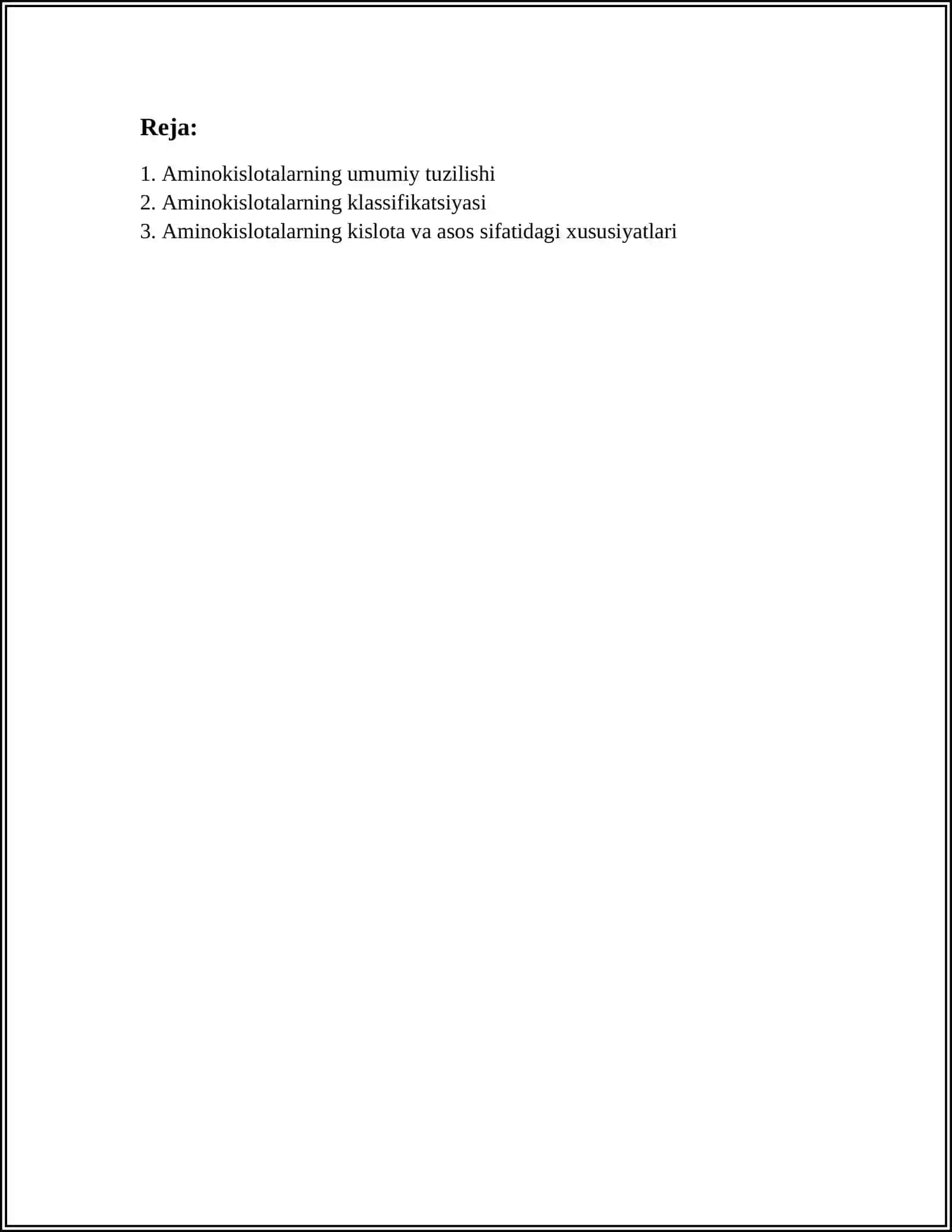 AMINOKISLOTALARNING KIMYOVIY VA BIOLOGIK XOSSALARI 2
