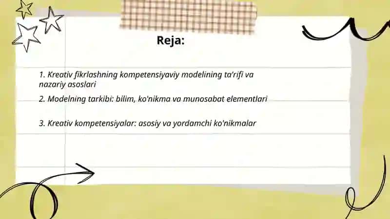 Kreativ fikrlashning kompetensiyaviy modeli 2