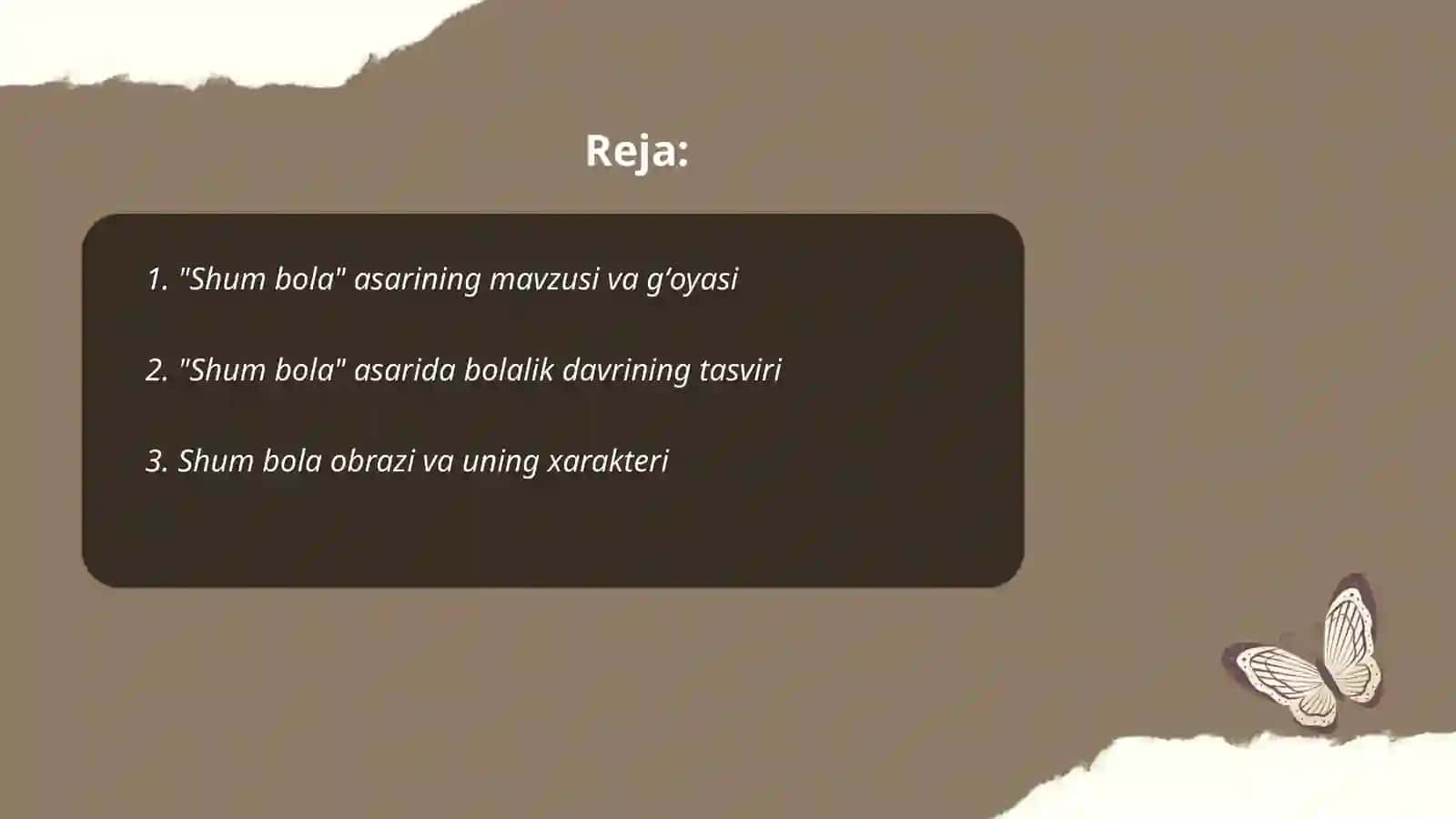 "Shum Bola" asarlari tahlili 2