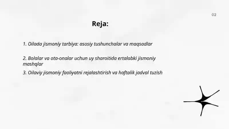 Oilada jismoniy tarbiya 2