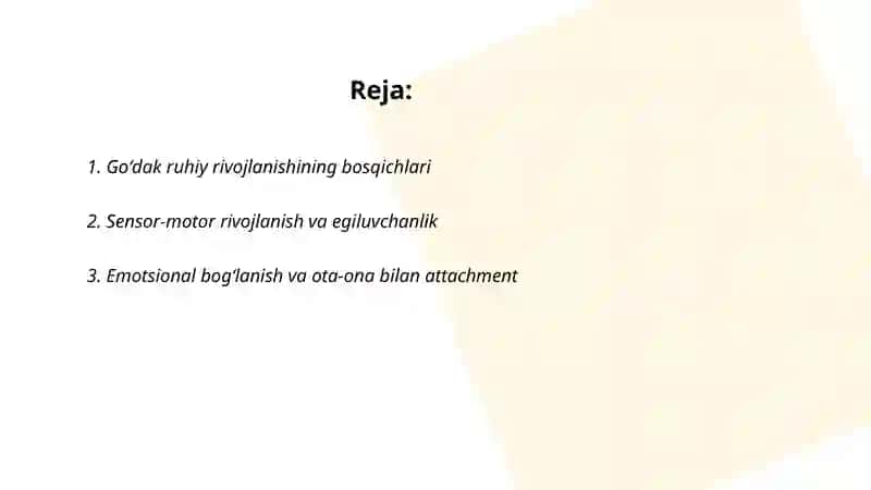 Go'daklik davr psixologiyasi 2