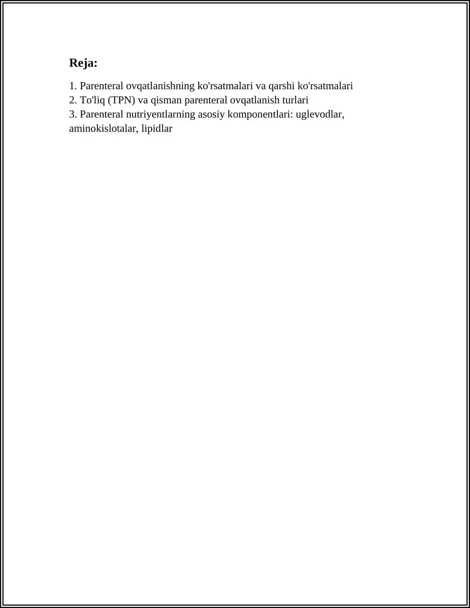 PARENTERAL OVQATLANISH VA UNING KLINIK AHAMIYATI 2
